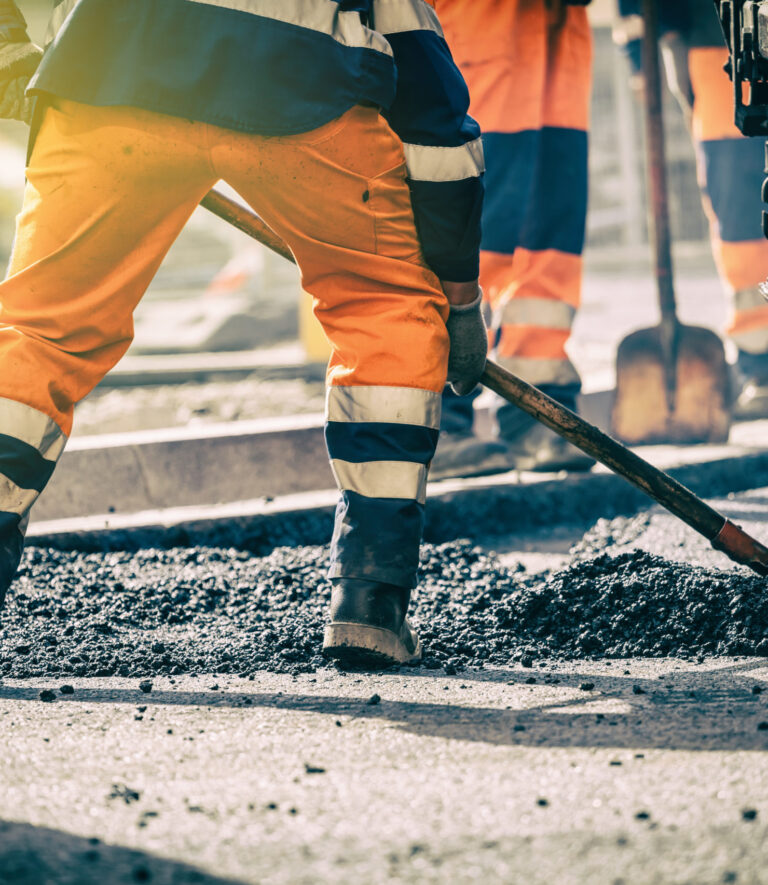 Teamwork on road construction